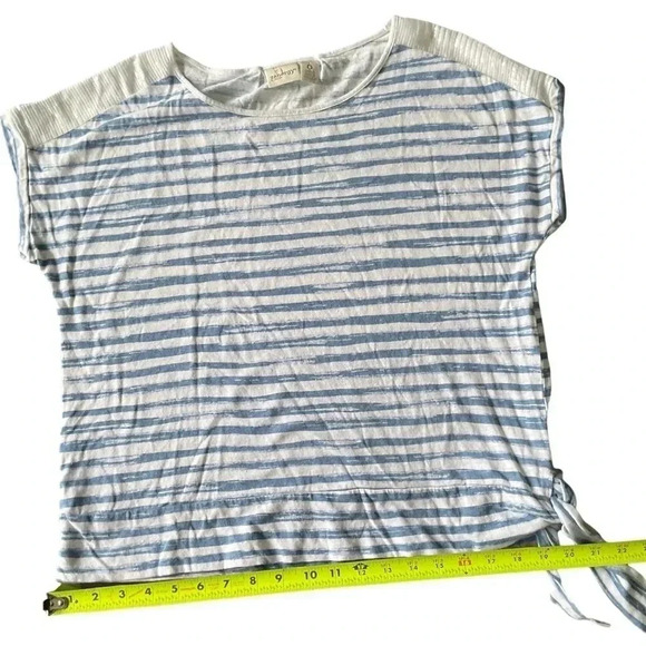 Zenergy by Chicos Striped Tie-Waist Sequin Shoulder Tee- Size “0”- Small - Picture 9 of 12